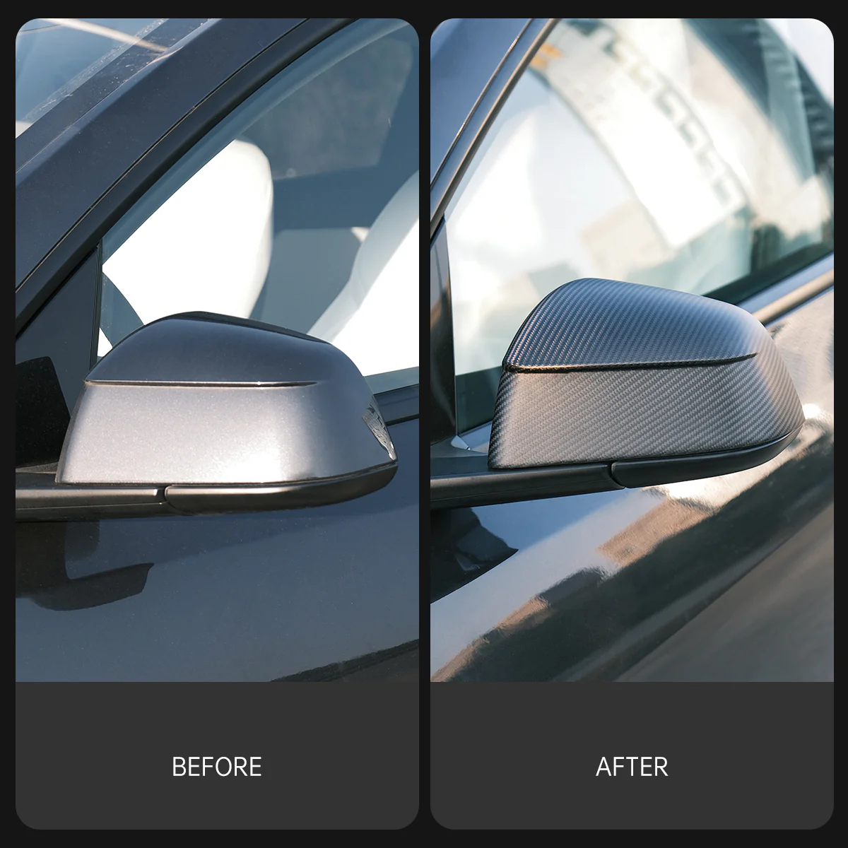 Real Carbon Fiber Side Mirror Covers for Tesla Model Y – Premium OEM Fit Exterior Upgrade (Glossy / Matte)