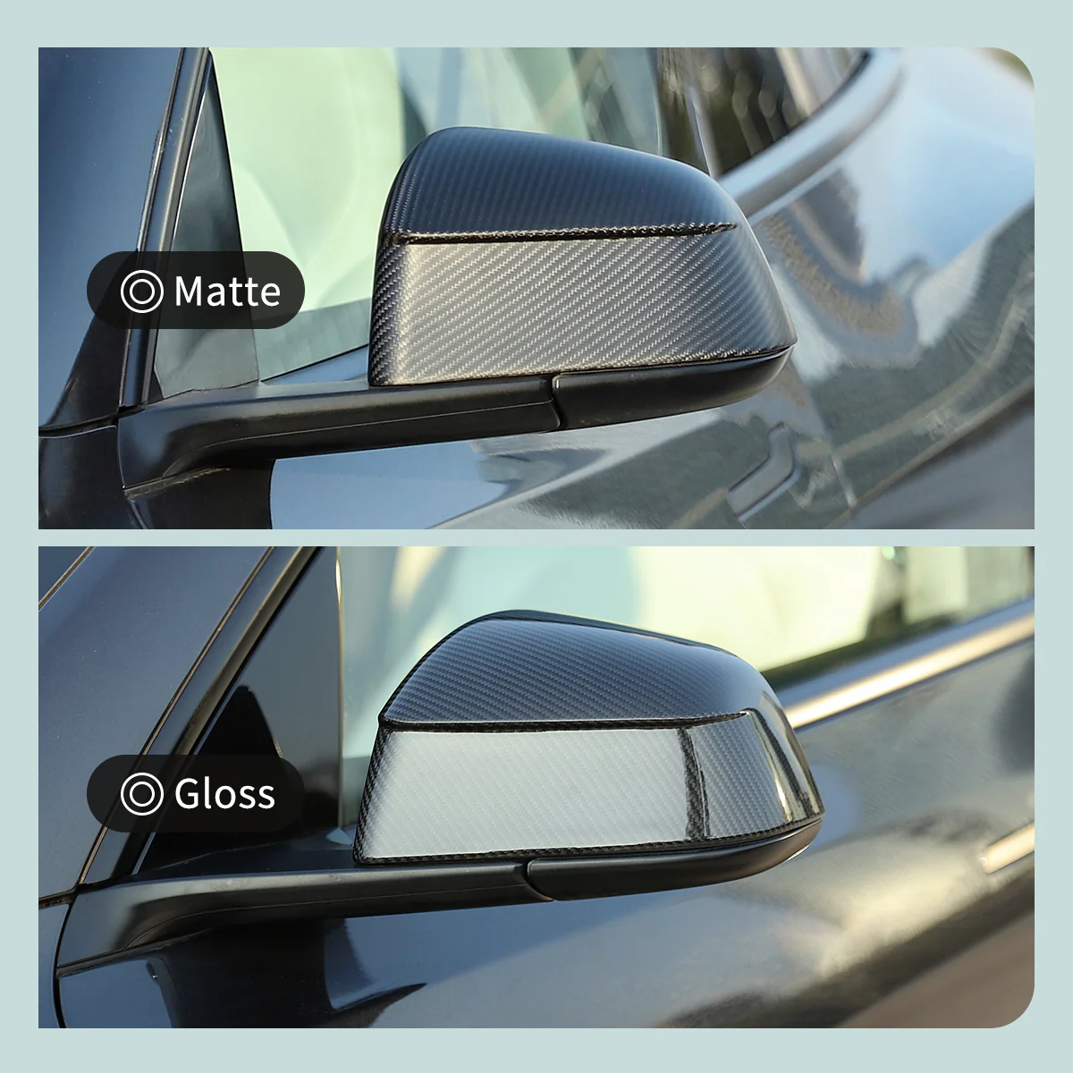 Real Carbon Fiber Side Mirror Covers for Tesla Model Y – Premium OEM Fit Exterior Upgrade (Glossy / Matte)