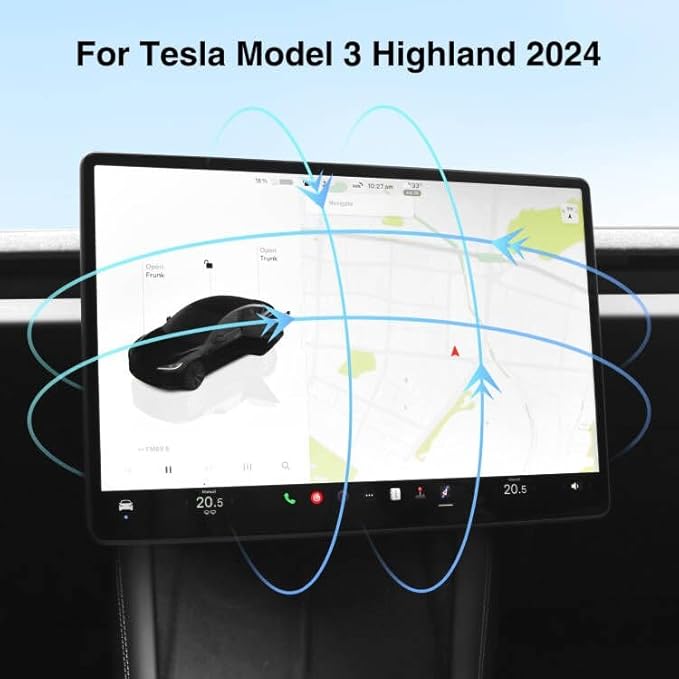 Swiveling Touch Screen Mount Kit for Tesla Model 3 / Model Y / Model Y Juniper /Model 3 Highland – 4-Way Adjustable Dashboard Display Bracket