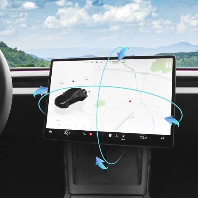 Swiveling Touch Screen Mount Kit for Tesla Model 3 / Model Y / Model Y Juniper /Model 3 Highland – 4-Way Adjustable Dashboard Display Bracket