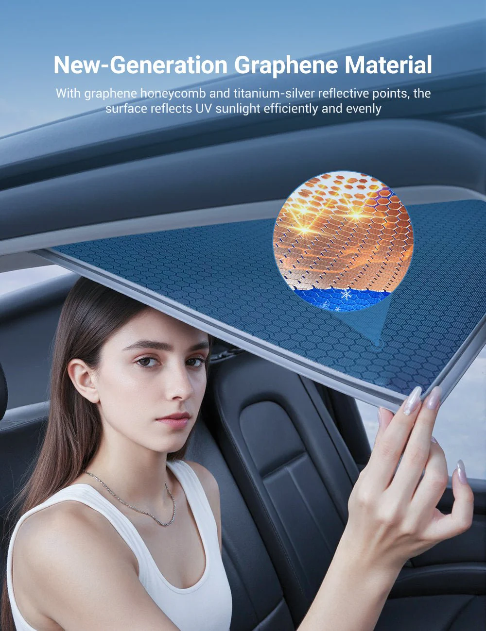Custom Fit Windshield Sunshade for Tesla Model 3 / Model Y – Full Coverage UV & Heat Protection