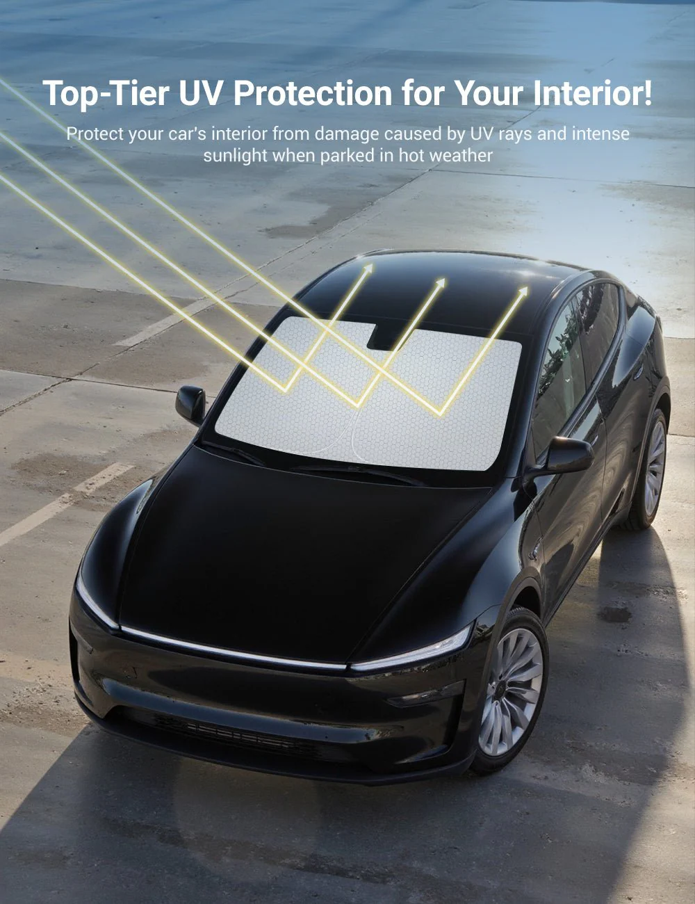 Custom Fit Windshield Sunshade for Tesla Model 3 / Model Y – Full Coverage UV & Heat Protection