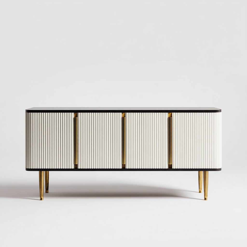Credenza in legno 180x40x80 cm - bianco - nero - adatta per sala da pranzo - design moderno-Oakupmart