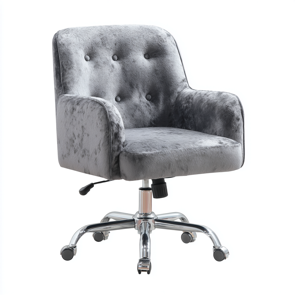 Sedia da ufficio imbottita in velluto 58x60x92 cm - grigio - per ufficio - stile elegante-Oakupmart