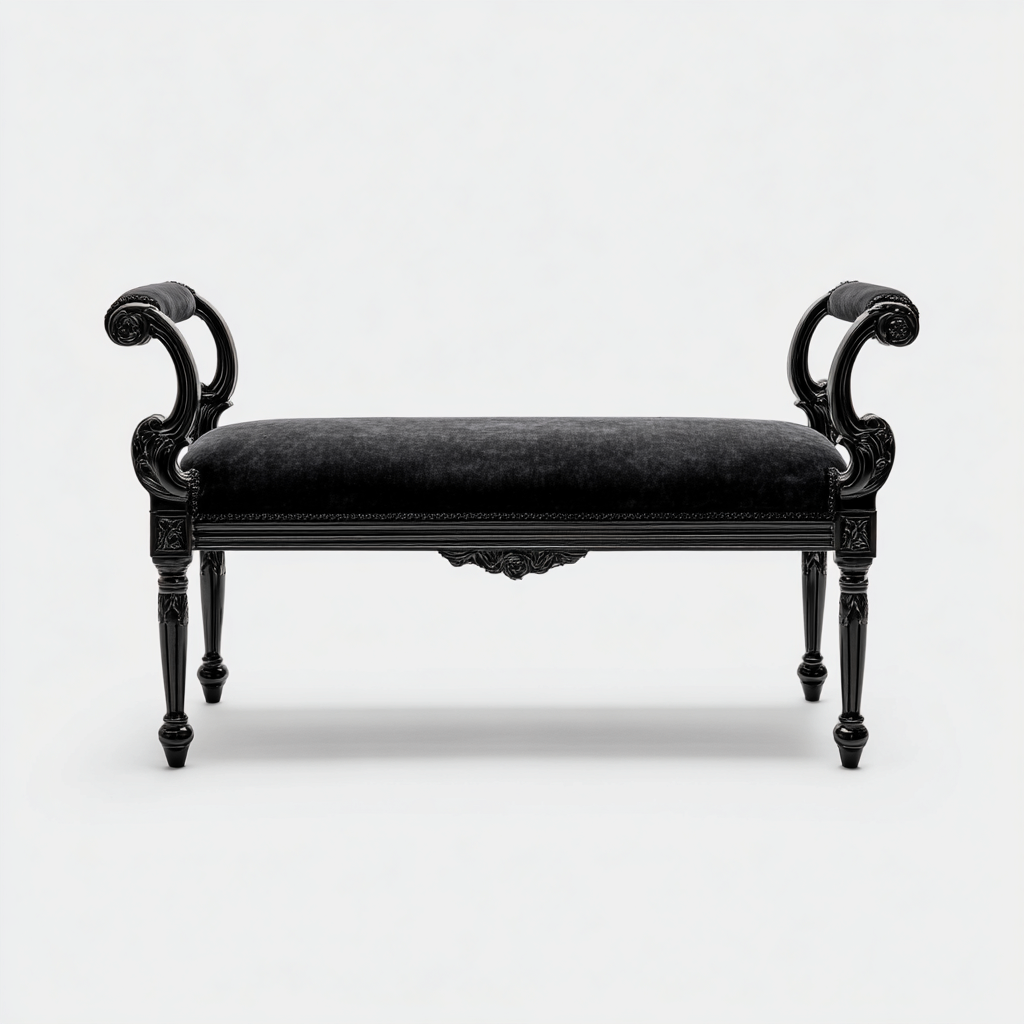 Panca per letto imbottita in velluto 150x45x50 cm - nero - per camera da letto - stile classico-Oakupmart