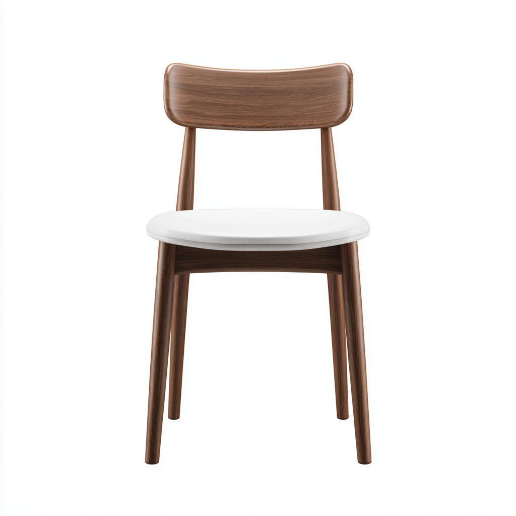 Sedia da pranzo in legno con seduta imbottita 48x52x82 cm - noce - bianco - adatta per sala da pranzo - design moderno-Oakupmart