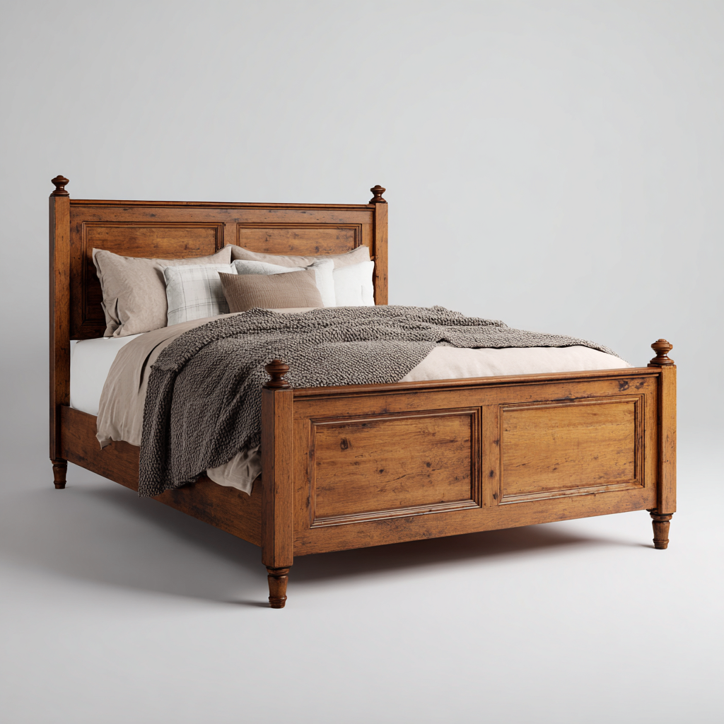 Letto matrimoniale - legno massello - 200x180x110 cm - marrone - stile classico rustico - adatto alla camera da letto-Oakupmart