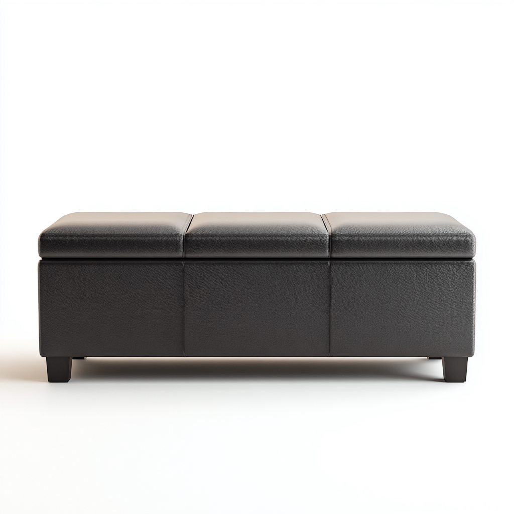 Panca per letto contenitore imbottita in similpelle 140x45x45 cm - nero - per camera da letto - design moderno-Oakupmart