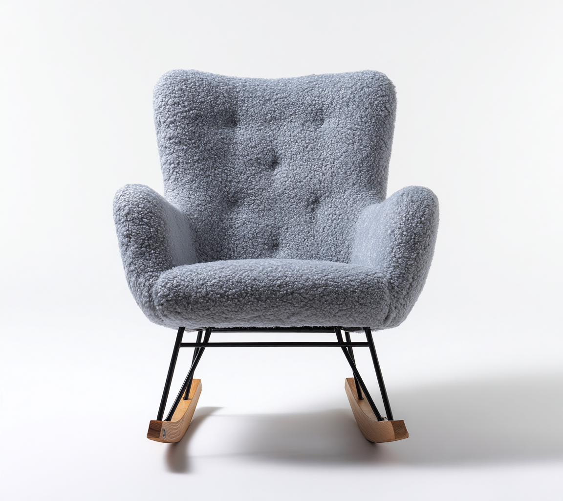 Sedia a dondolo imbottita in tessuto 82x76x90 cm - grigio chiaro - design moderno per soggiorno-Oakupmart