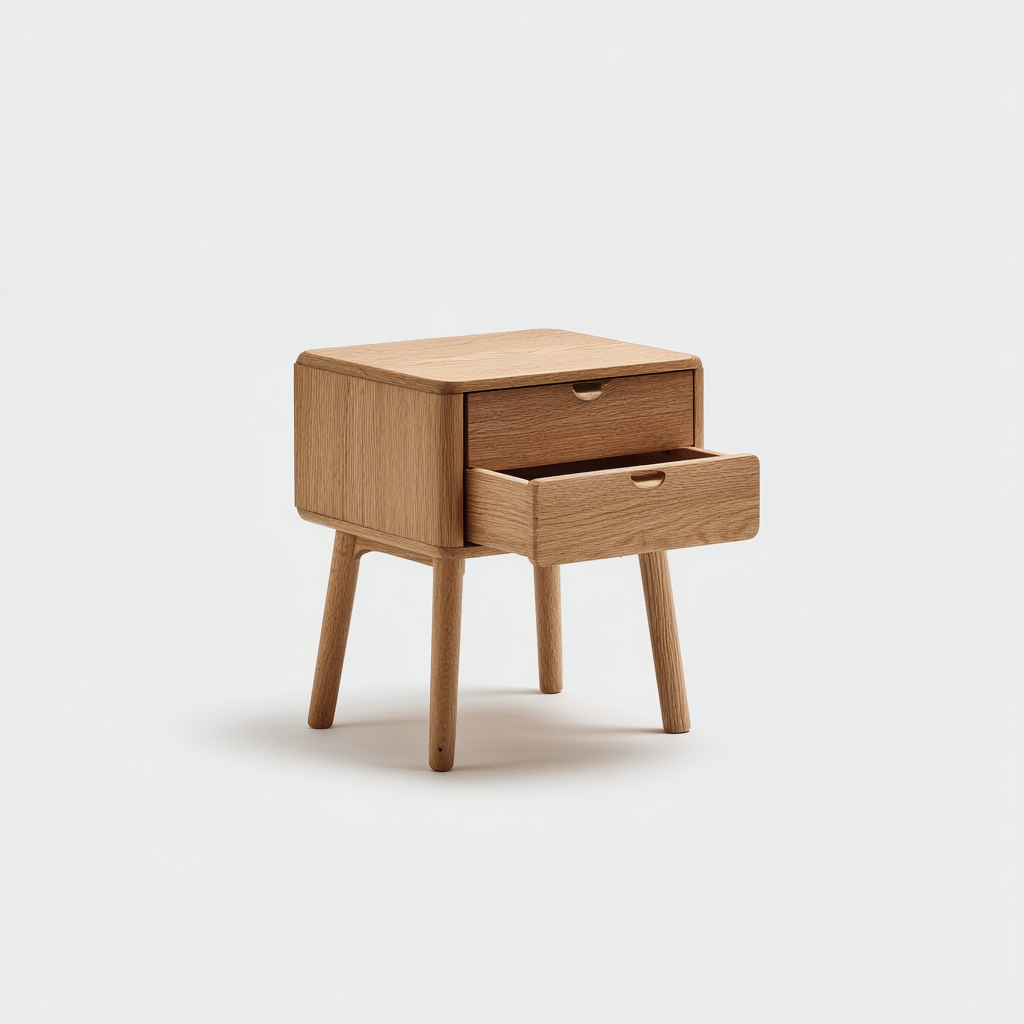 Comodino - legno massello - 40x35x50 cm - colore legno naturale - per camera da letto - stile moderno-Oakupmart