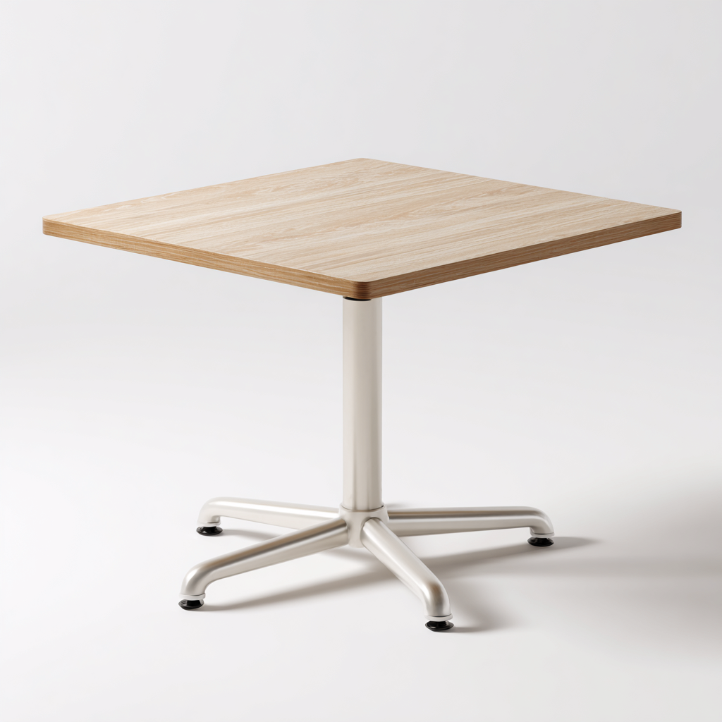 Tavolo da pranzo - piano in legno e base in metallo - 80x80x75 cm - legno chiaro - bianco - design moderno per sala da pranzo-Oakupmart