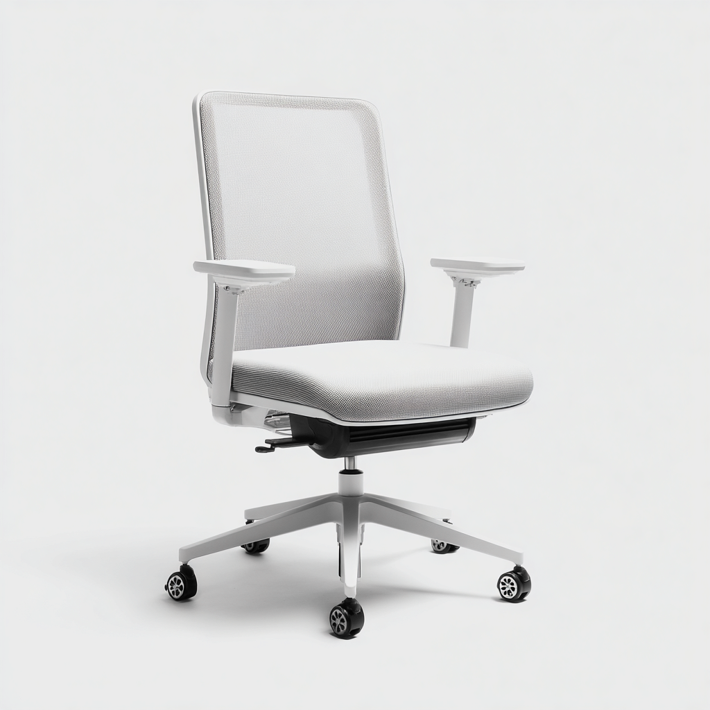 Sedia da ufficio in rete e tessuto 64x64x98 cm - bianco - grigio chiaro - adatta per ufficio - design moderno ergonomico-Oakupmart