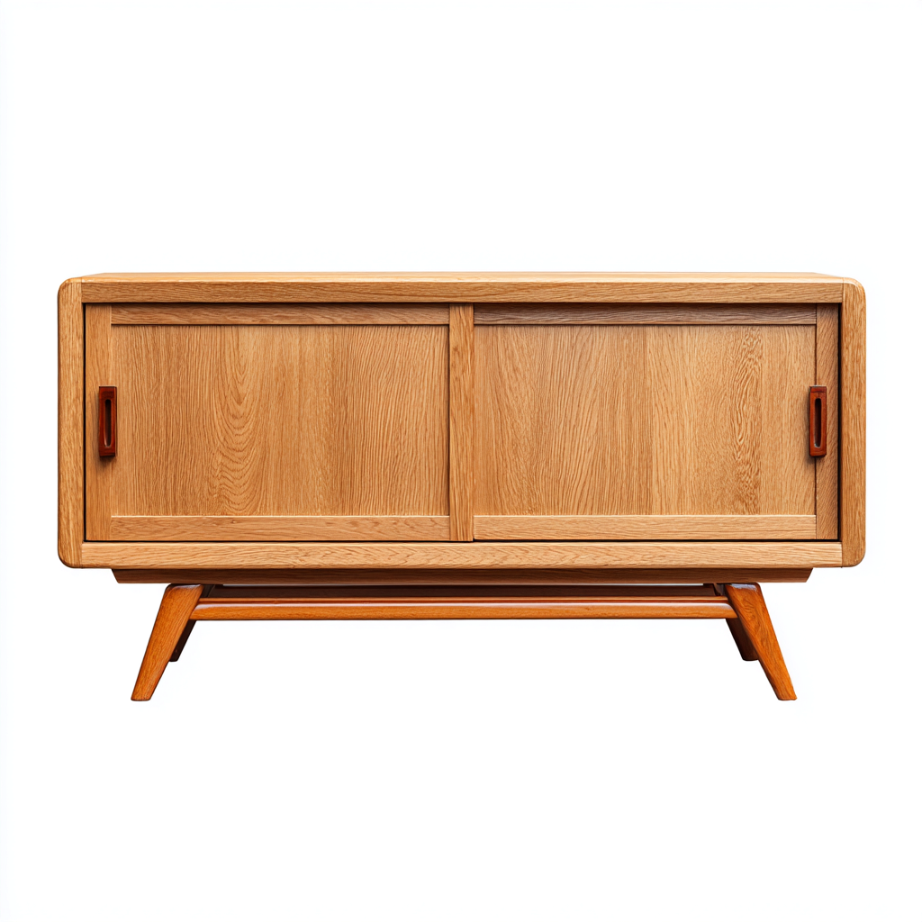 Credenza in legno con ante scorrevoli 140x45x75 cm - rovere - per sala da pranzo - stile moderno-Oakupmart