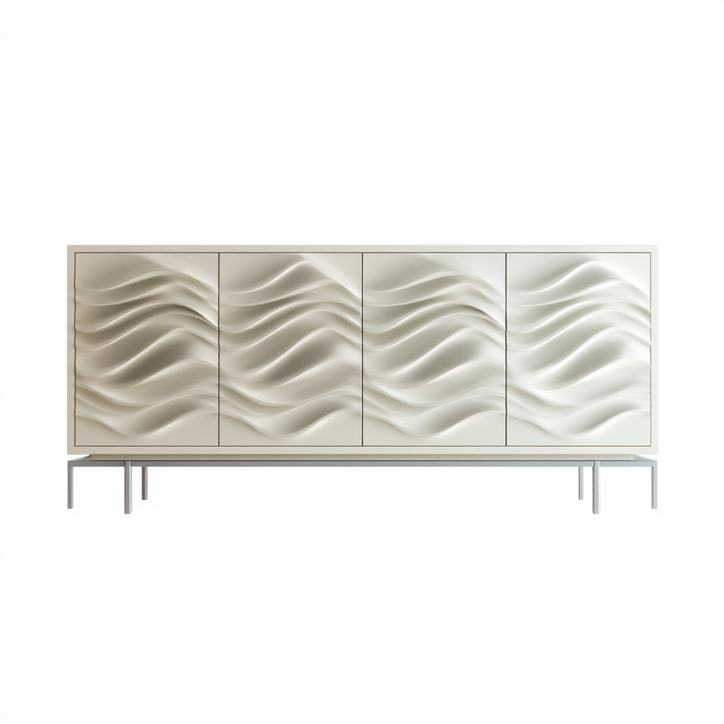 Credenza in MDF 200x45x75 cm - beige - adatta per sala da pranzo - design moderno-Oakupmart