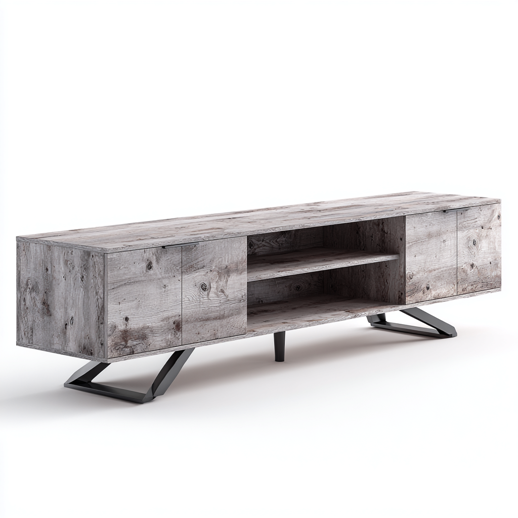Mobile TV in legno 180x45x55 cm - grigio - per soggiorno - design moderno-Oakupmart