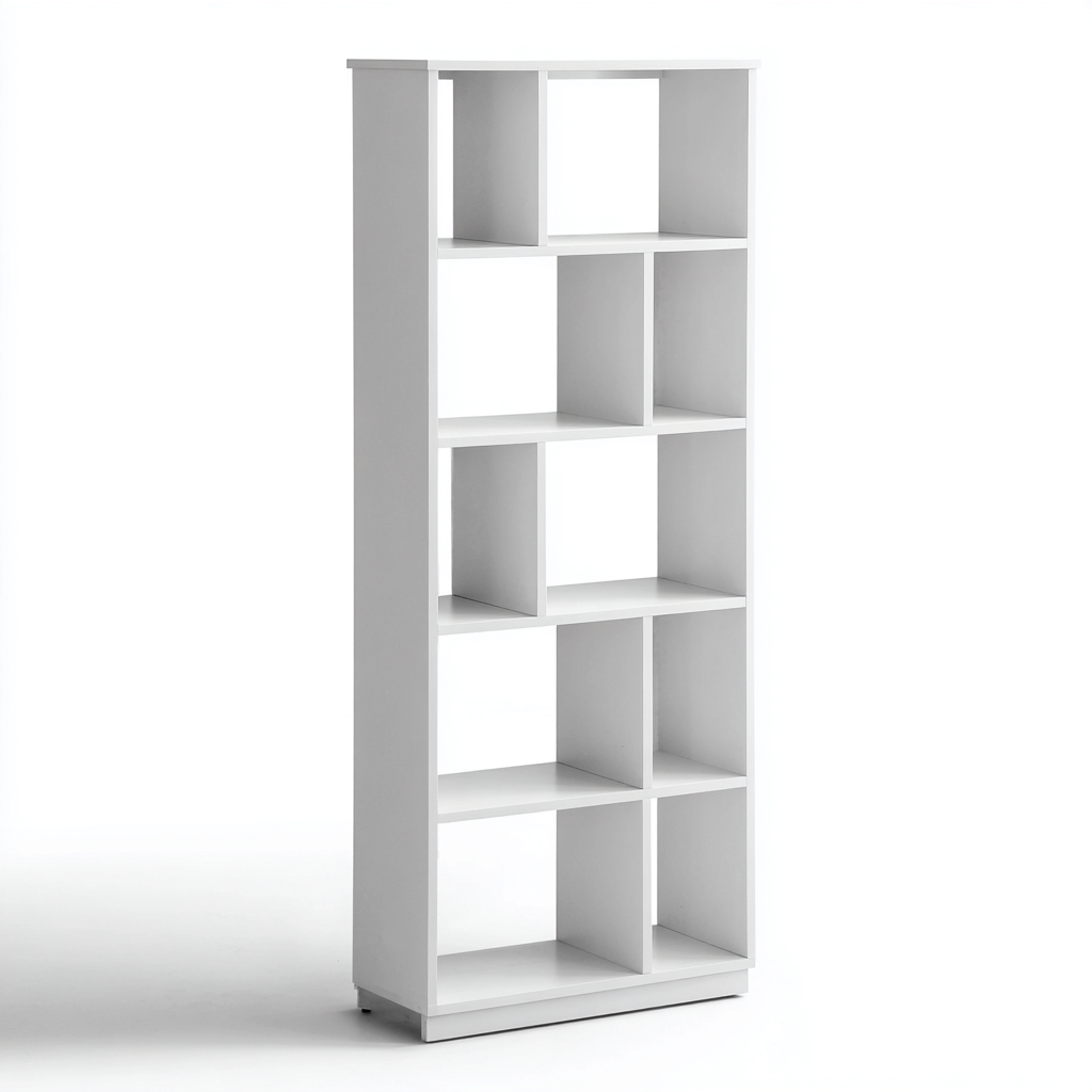 Librerie in legno MDF 60x30x180 cm - bianco - per ufficio - design essenziale-Oakupmart