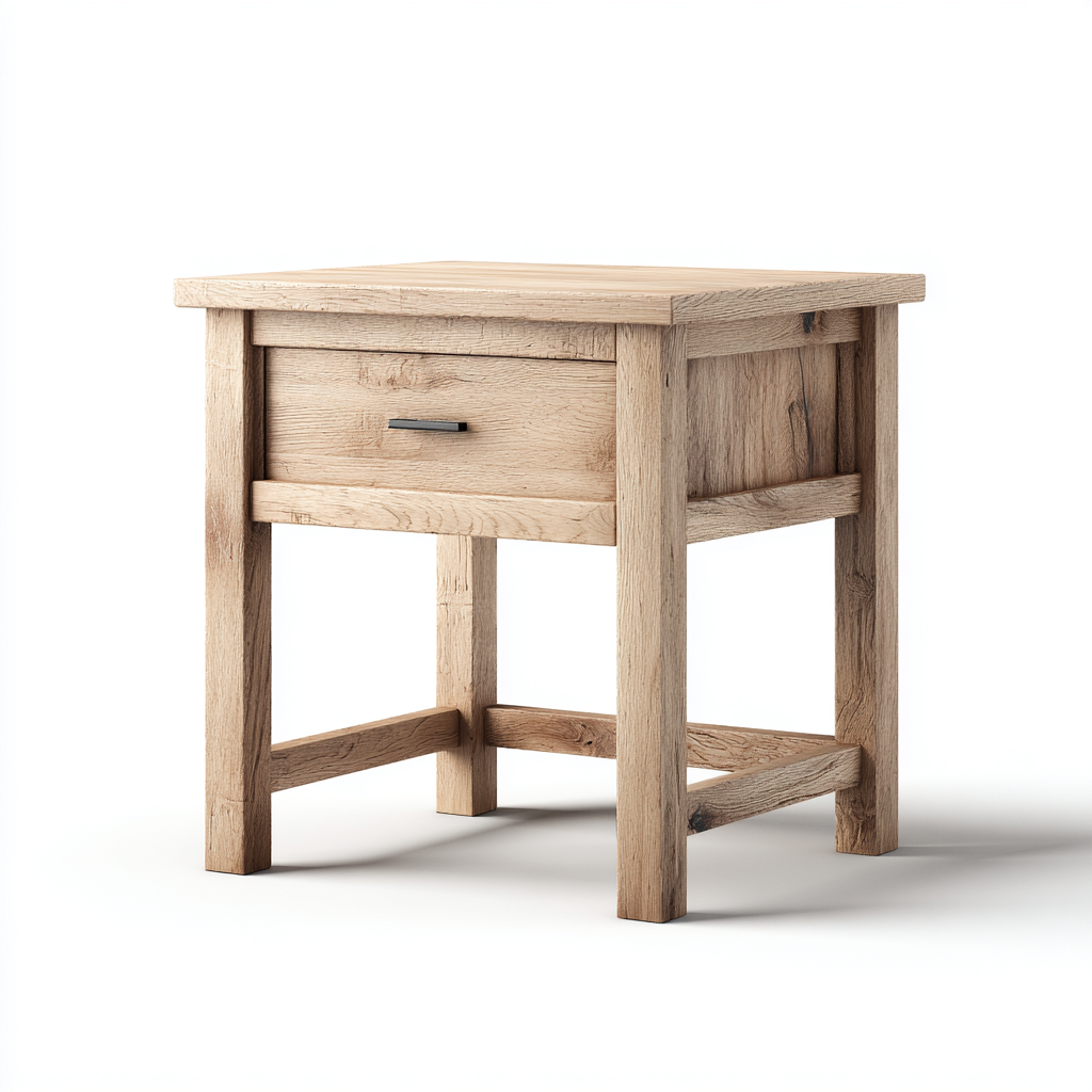 Comodino - legno massello - 45x40x55 cm - colore legno naturale - per camera da letto - stile moderno-Oakupmart