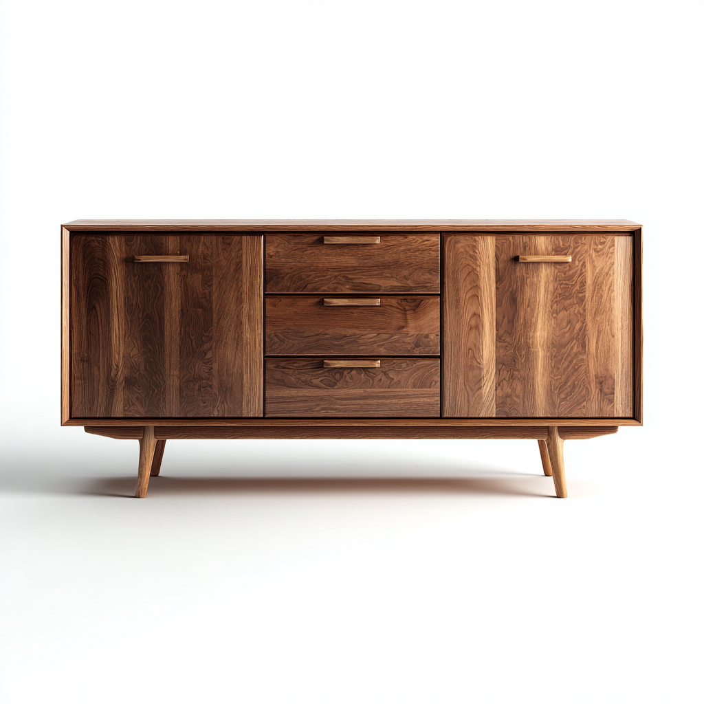 Credenza in legno 180x45x75 cm - noce - adatta per sala da pranzo - design moderno-Oakupmart