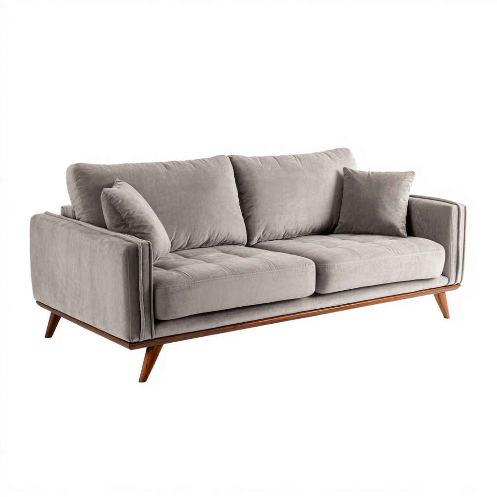 Divano a 3 posti - rivestimento in tessuto - 215x90x82 cm - grigio chiaro - design moderno per soggiorno-Oakupmart