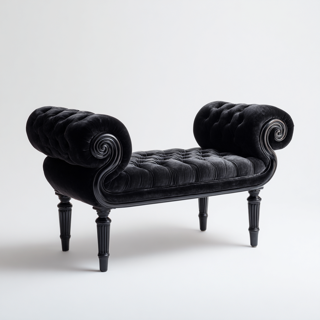 Panca per letto imbottita in velluto 140x45x55 cm - nero - per camera da letto - stile classico-Oakupmart