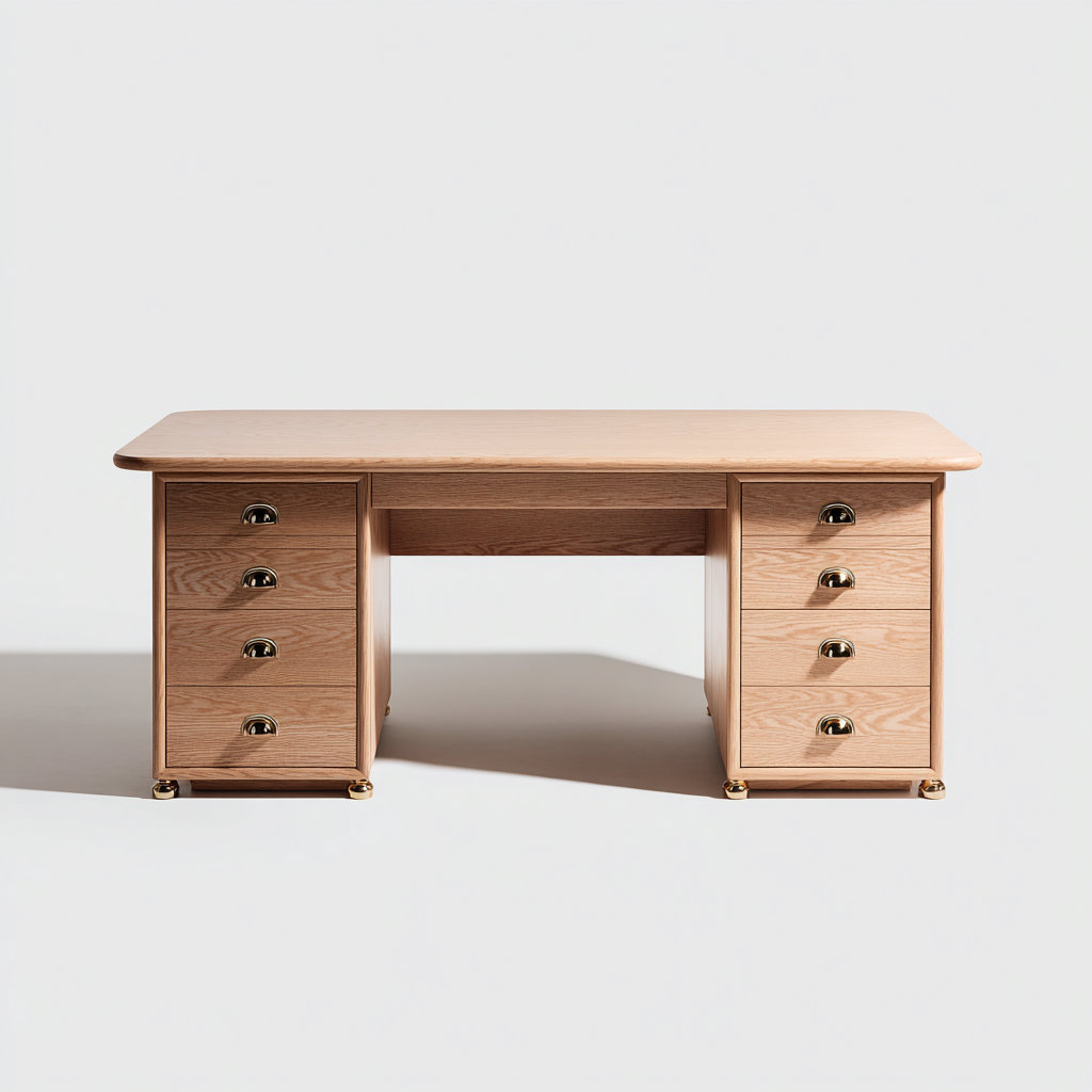 Scrivania in legno massello 160x70x75 cm - naturale - per ufficio - design classico-Oakupmart