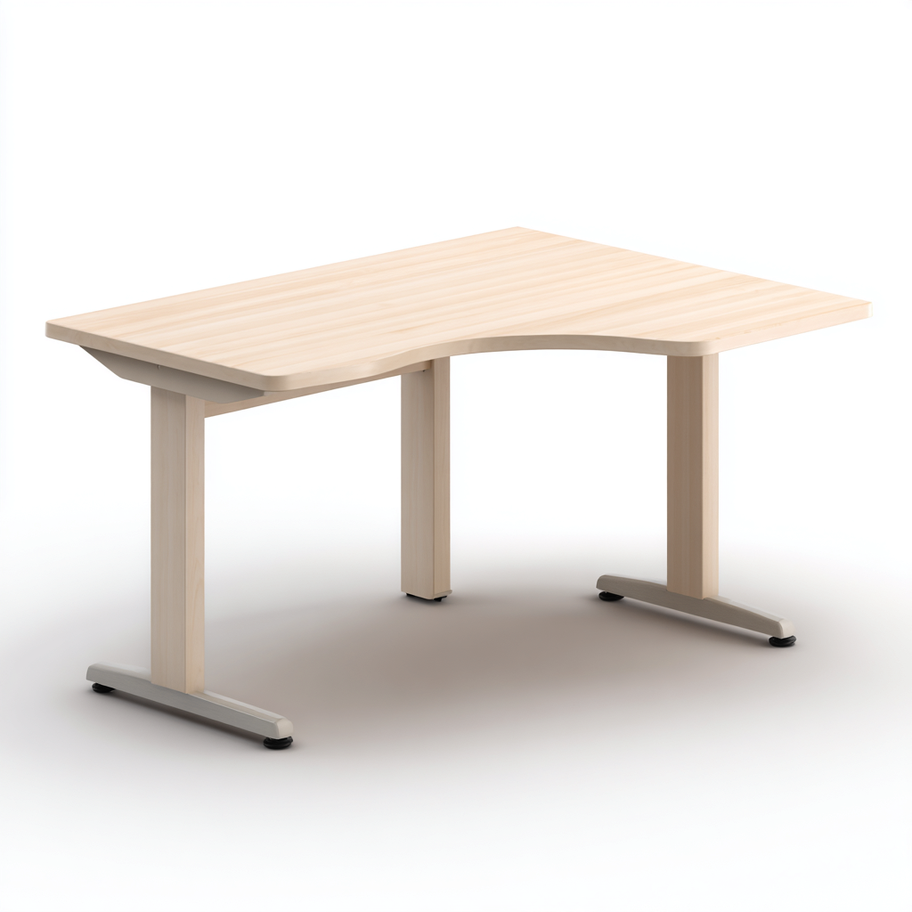 Scrivania angolare in legno MDF 150x120x75 cm - naturale - per ufficio - design ergonomico-Oakupmart