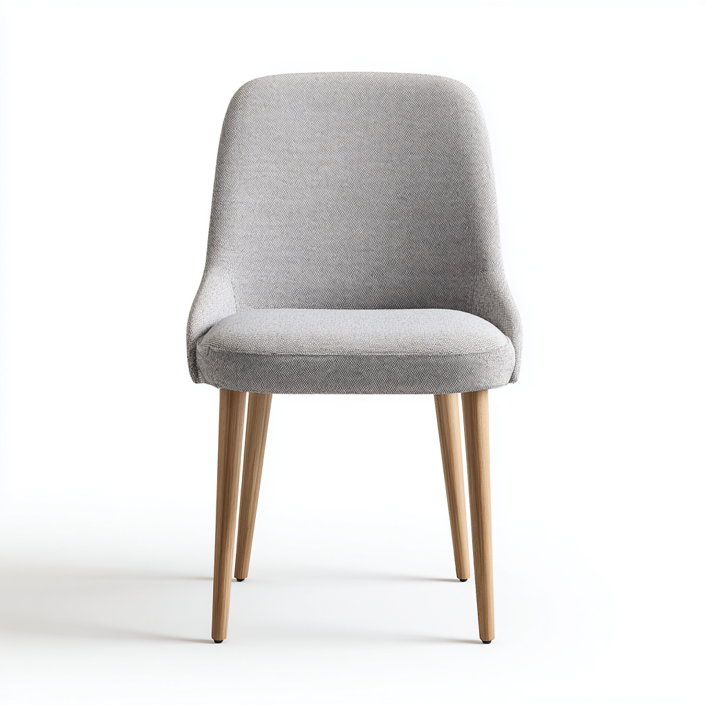 Sedia da pranzo in tessuto con gambe in legno 46x54x82 cm - grigio chiaro - adatta per sala da pranzo - design moderno-Oakupmart