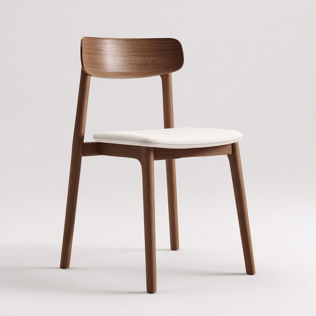 Sedia da pranzo in legno con seduta imbottita 48x52x82 cm - noce - bianco - adatta per sala da pranzo - design moderno-Oakupmart