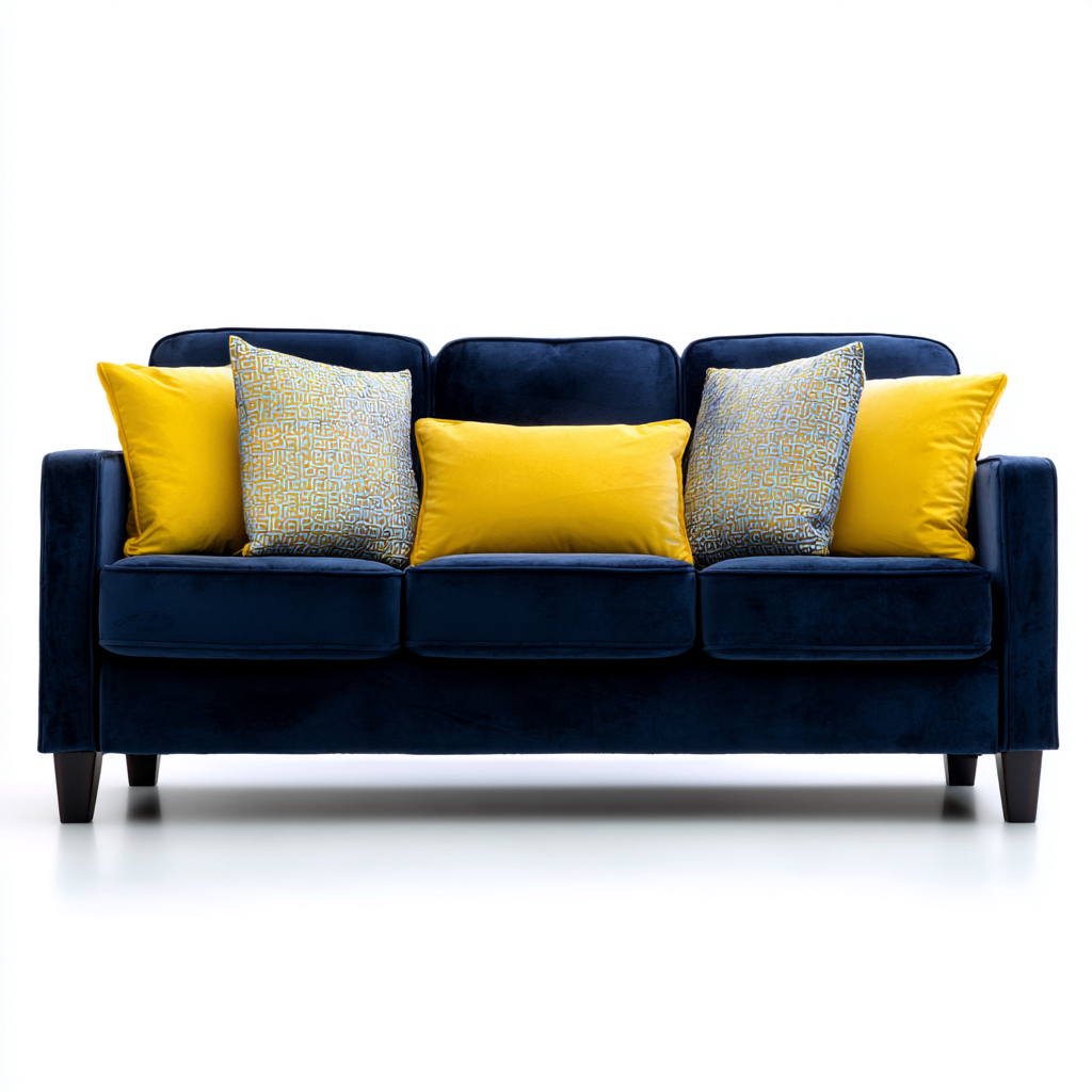 Divano a 3 posti in velluto per soggiorno 200x90x85 cm - blu scuro - stile contemporaneo-Oakupmart