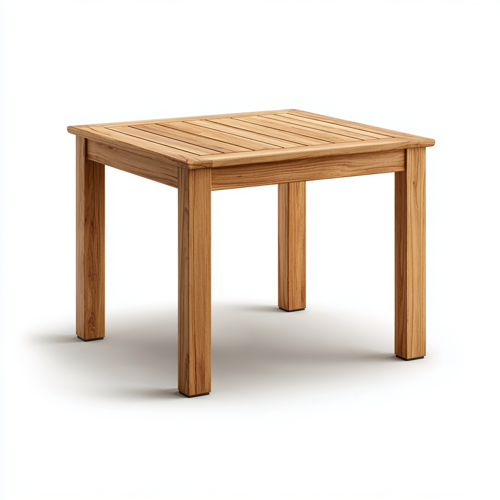 Tavolo da pranzo quadrato in legno teak per sala da pranzo 80x80x75 cm - naturale - design essenziale-Oakupmart