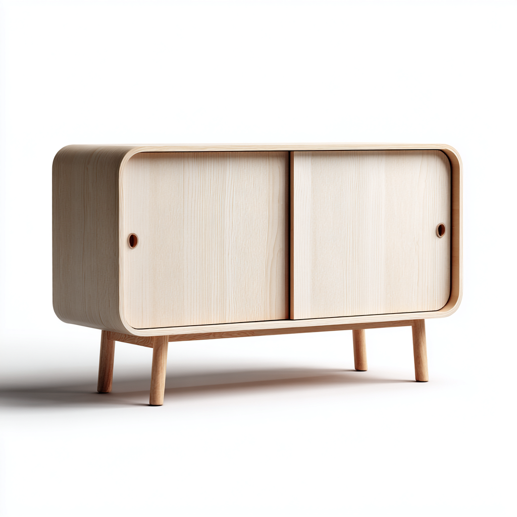 Credenza in legno 140x40x75 cm - naturale - adatta per sala da pranzo - design moderno nordico-Oakupmart
