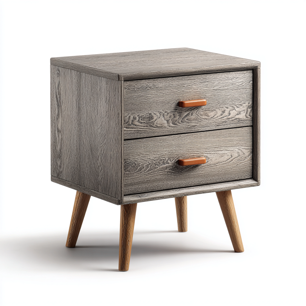 Comodino - legno ingegnerizzato - 48x38x56 cm - grigio-legno naturale - per camera da letto - stile nordico-Oakupmart