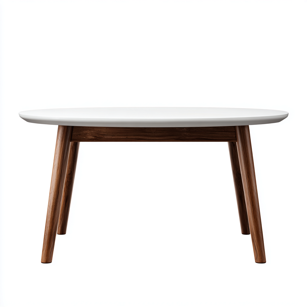 Tavolino da caffè ovale piano bianco struttura in legno 110x60x40 cm - bianco - marrone scuro - design moderno per soggiorno-Oakupmart