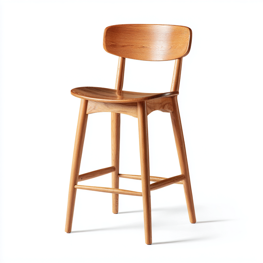 Sgabello da bar in legno per sala da pranzo 44x46x96 cm - legno naturale - design moderno-Oakupmart