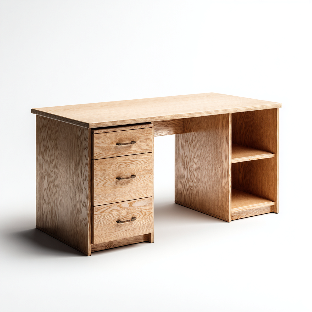 Scrivania in legno 140x60x75 cm - rovere chiaro - adatta per ufficio - design classico-Oakupmart