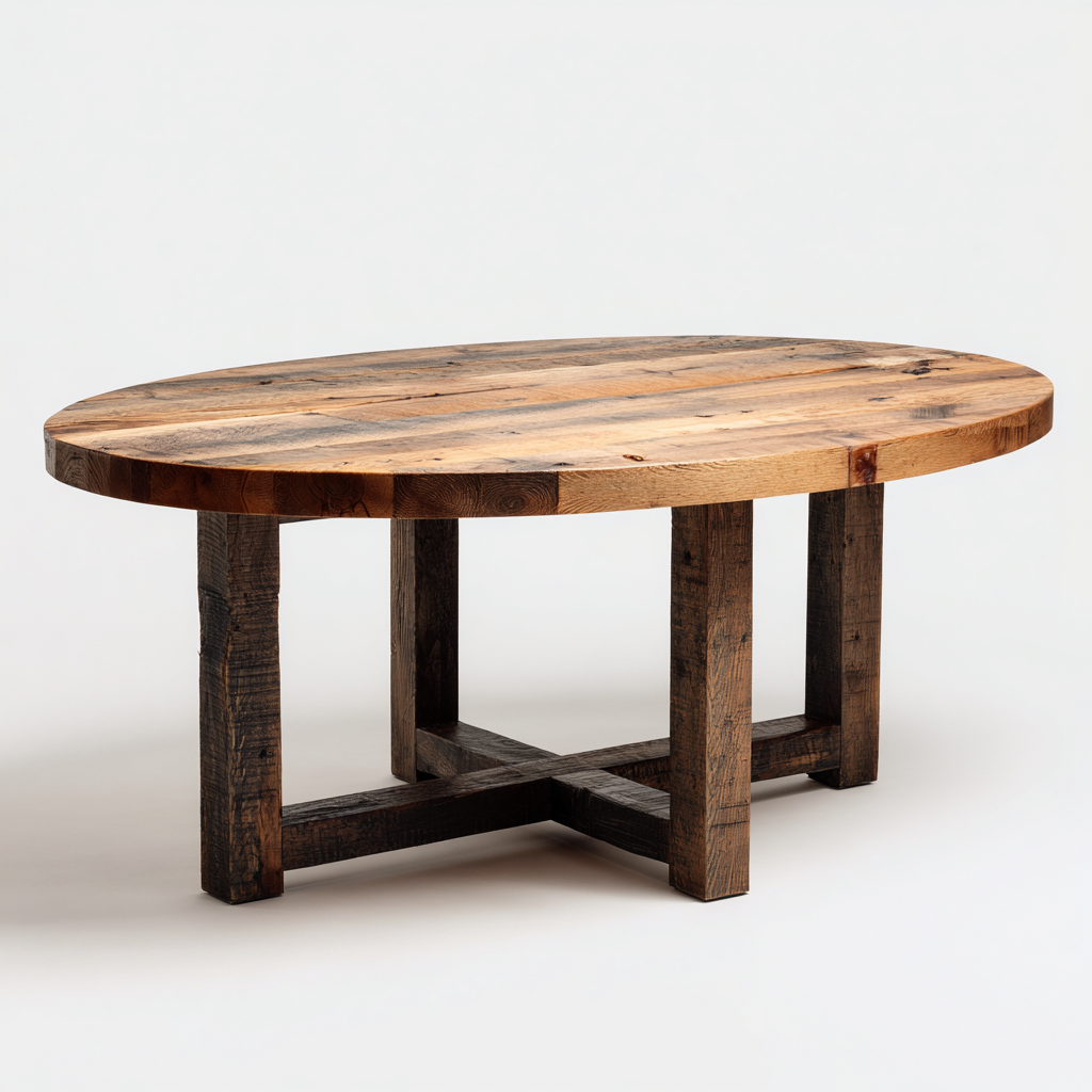 Tavolo da pranzo ovale in legno massello per sala da pranzo 180x90x75 cm - marrone - stile rustico-Oakupmart