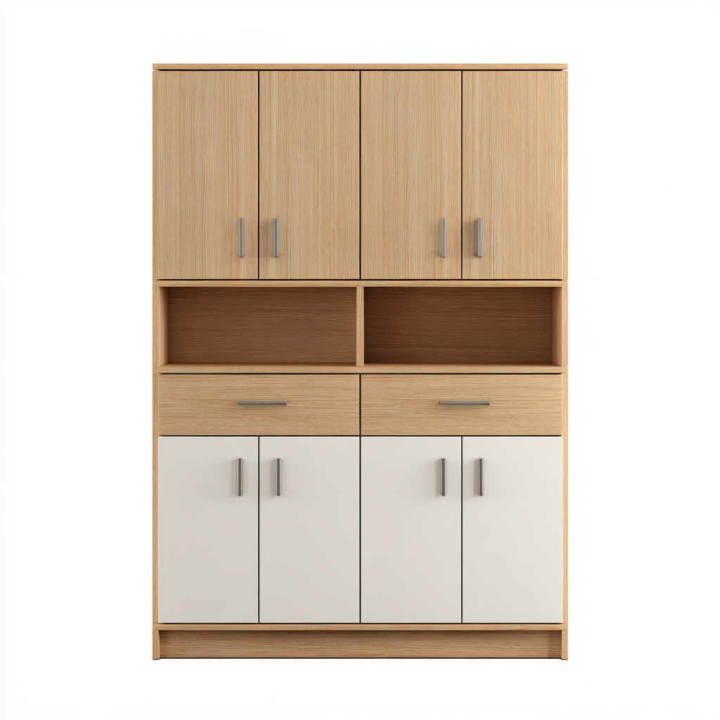 Armadio per ufficio in legno MDF 120x40x180 cm - naturale-bianco - adatto all ufficio - design moderno-Oakupmart