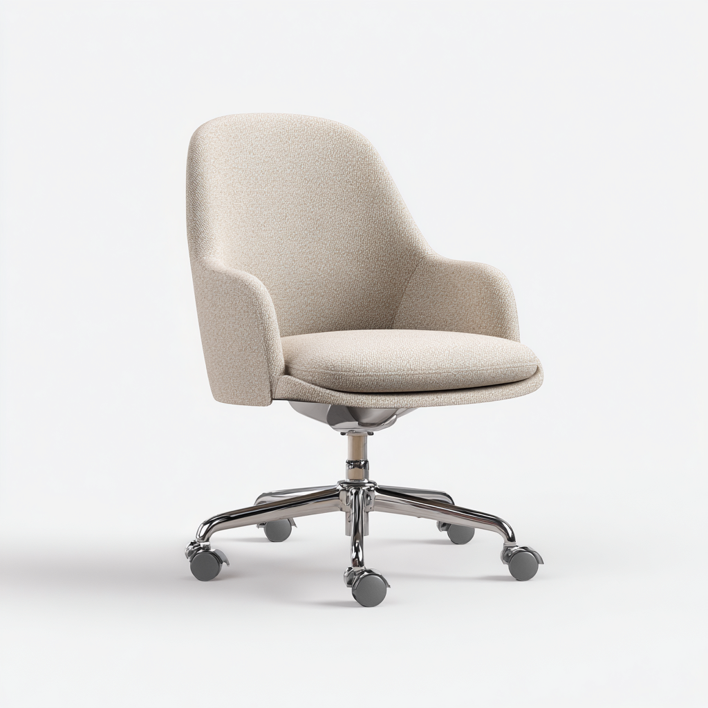 Sedia da ufficio imbottita in tessuto 64x64x100 cm - beige - adatta per ufficio - design moderno confortevole-Oakupmart