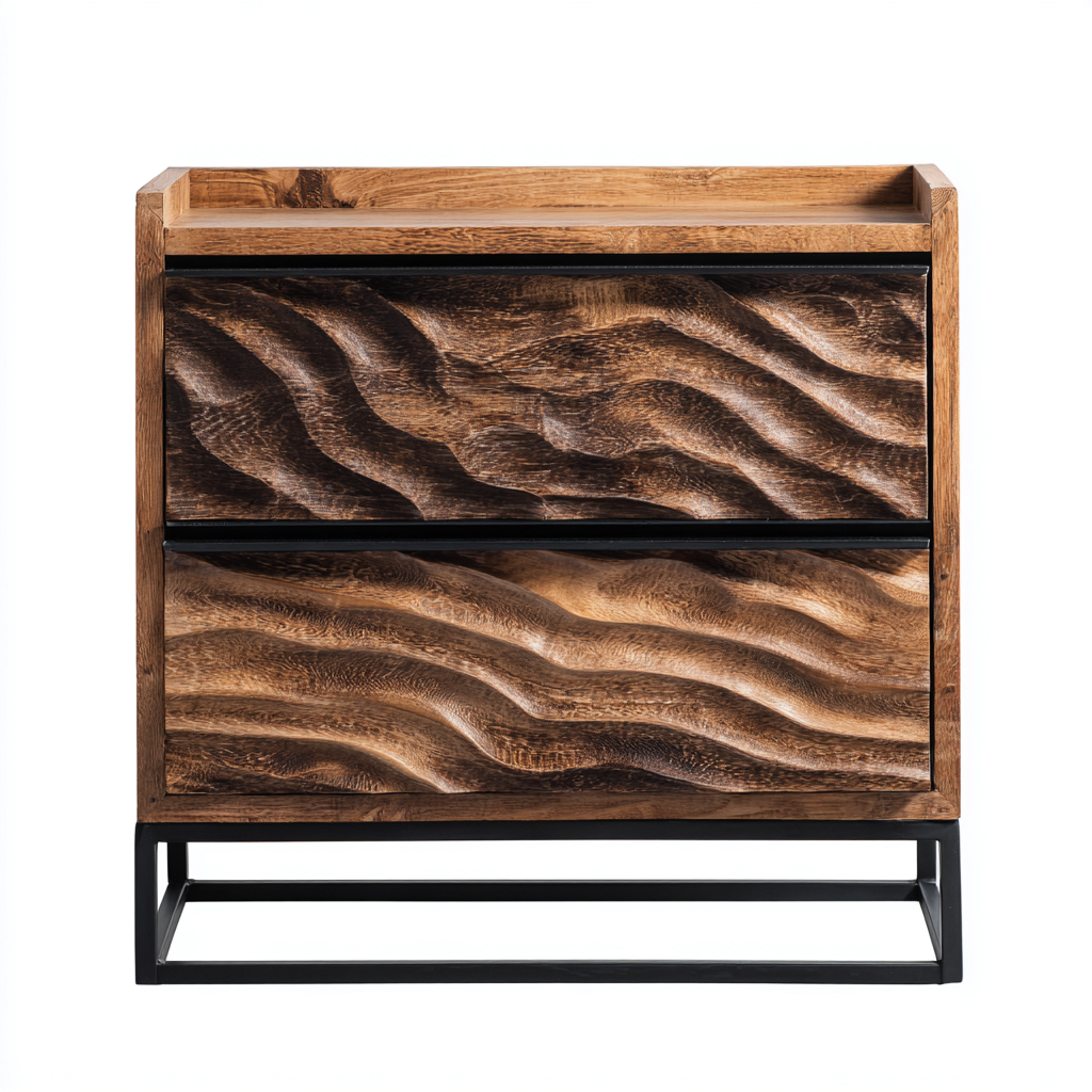 Comodino - legno massello - 40x35x50 cm - colore legno naturale - per camera da letto - stile moderno-Oakupmart