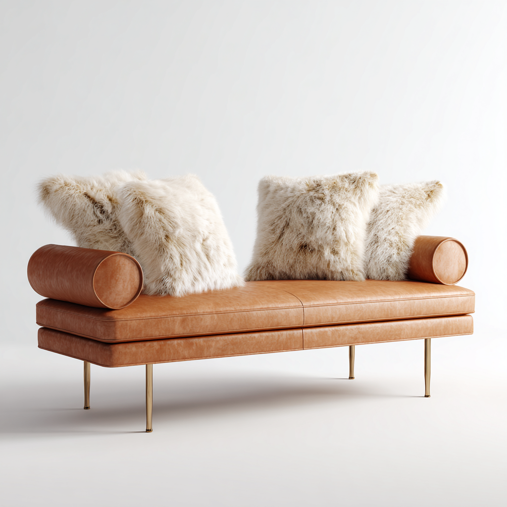 Panca per letto imbottita in similpelle 150x45x50 cm - marrone chiaro - oro - per camera da letto - design elegante-Oakupmart