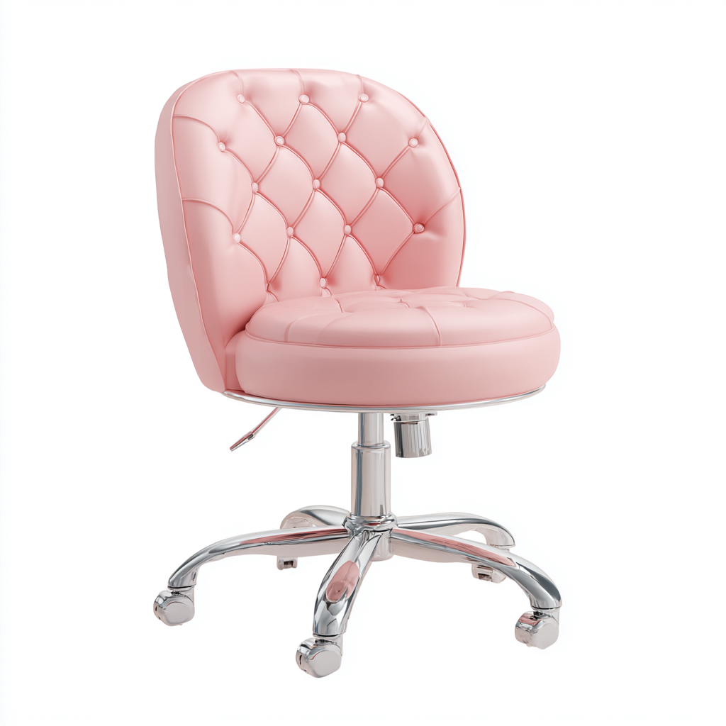 Sedia da ufficio imbottita in ecopelle 55x55x85 cm - rosa - per ufficio - design elegante-Oakupmart