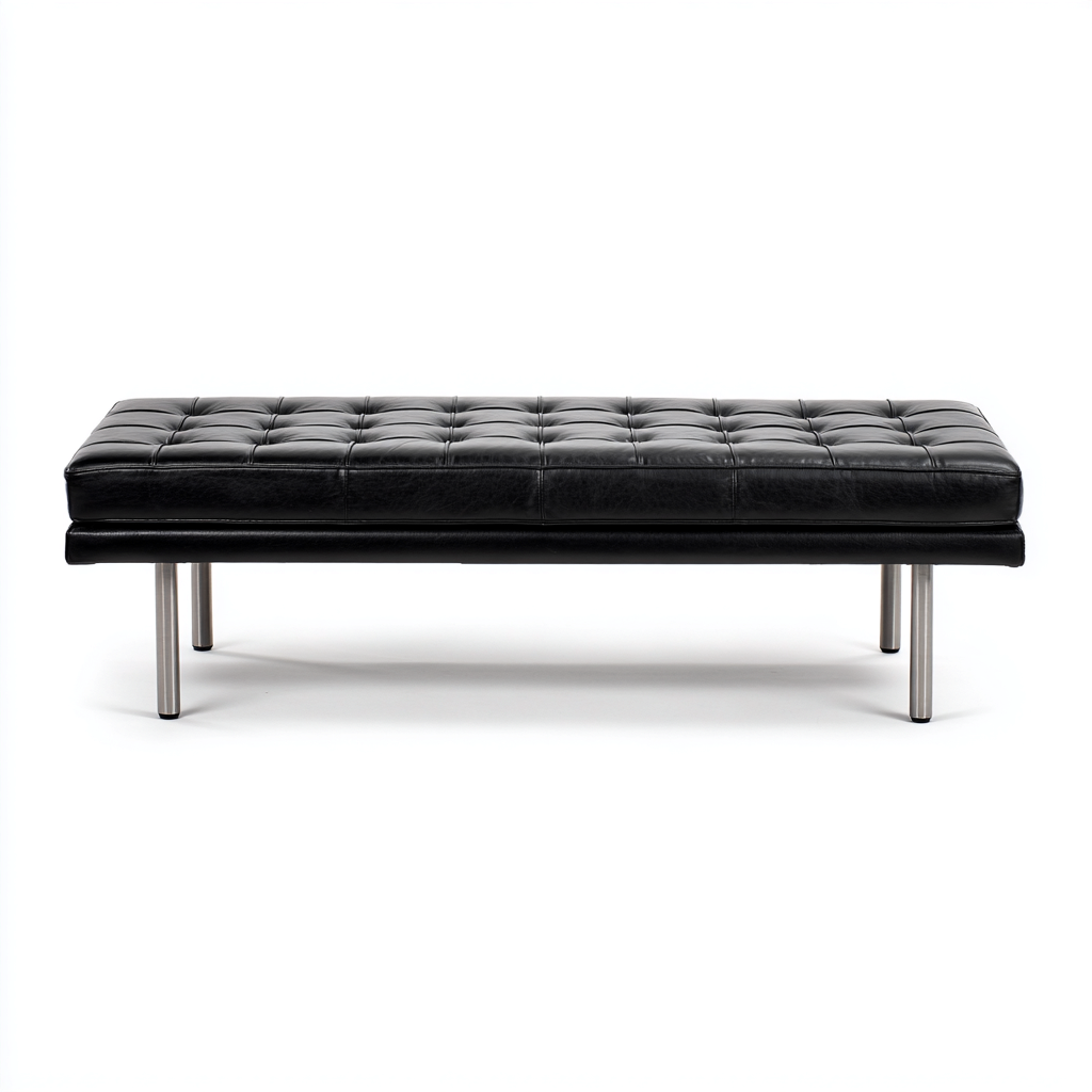 Panca per letto imbottita in similpelle 150x45x45 cm - nero - per camera da letto - design moderno-Oakupmart