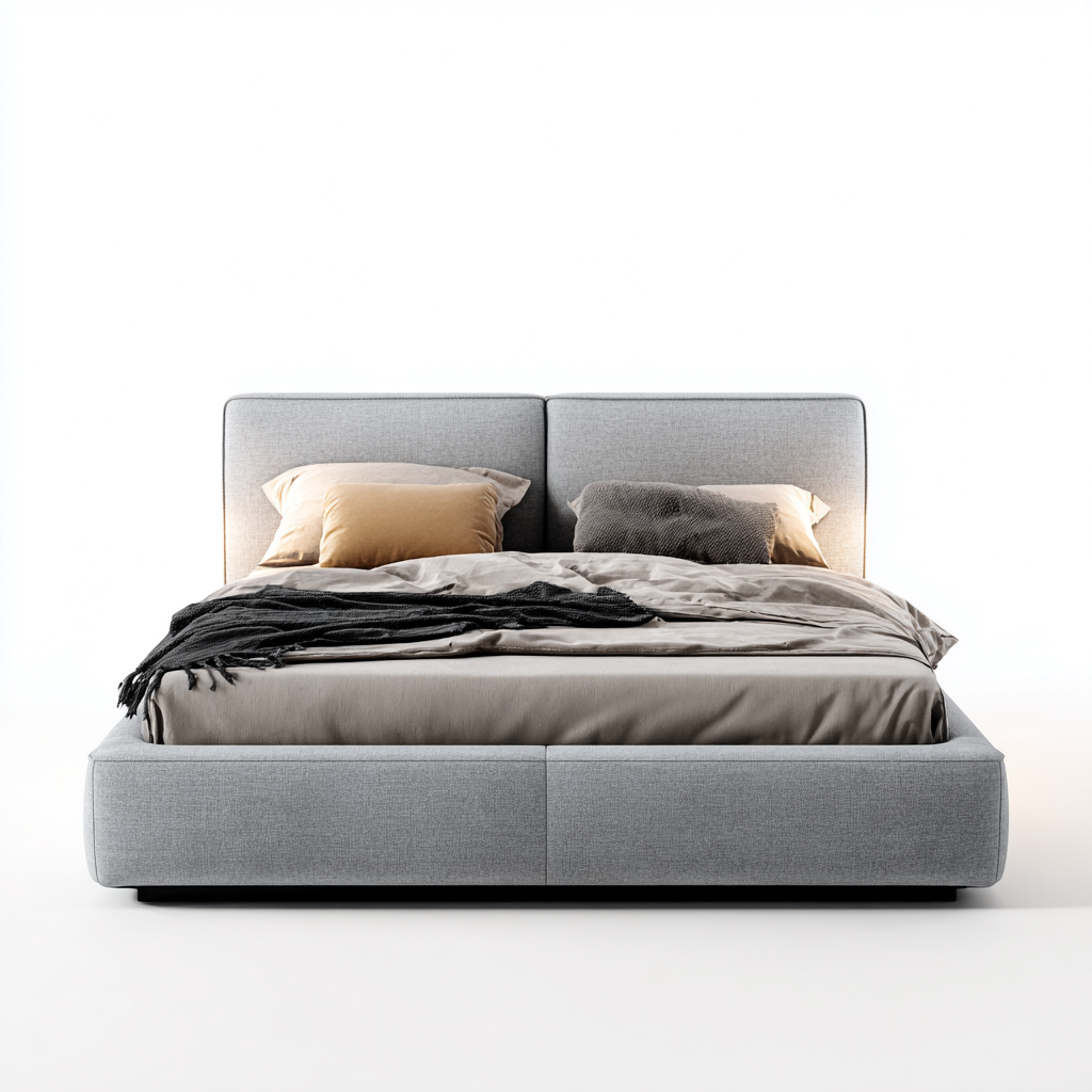 Letto matrimoniale - tessuto - 200x180x108 cm - grigio - design moderno per camera da letto-Oakupmart