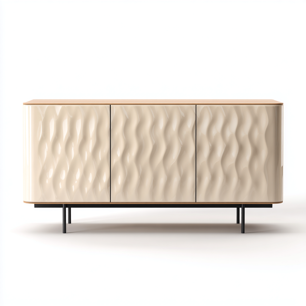 Credenza in legno con ante 180x45x75 cm - beige - per sala da pranzo - design moderno-Oakupmart