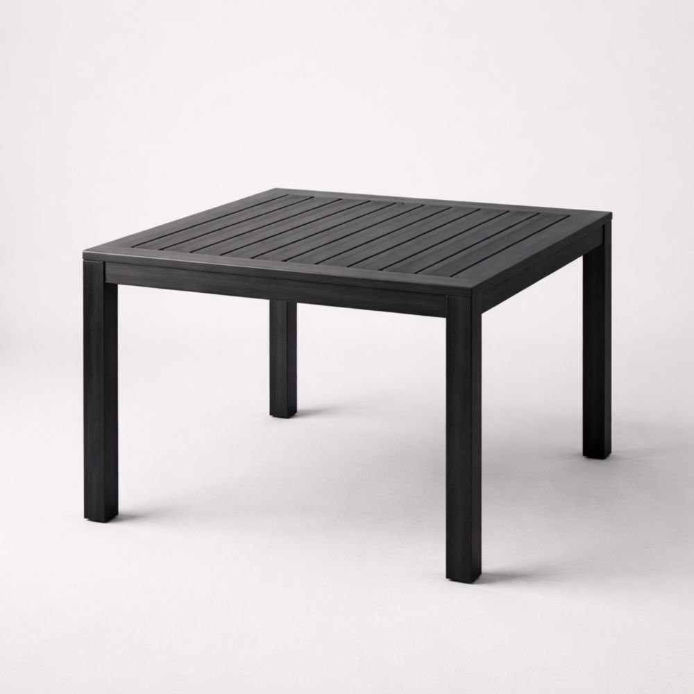 Table carrée en aluminium noir pour extérieur 90x90x75 cm