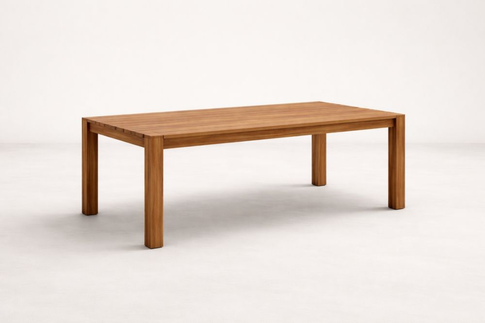 Table de salle à manger d'extérieur rectangulaire en teck marron