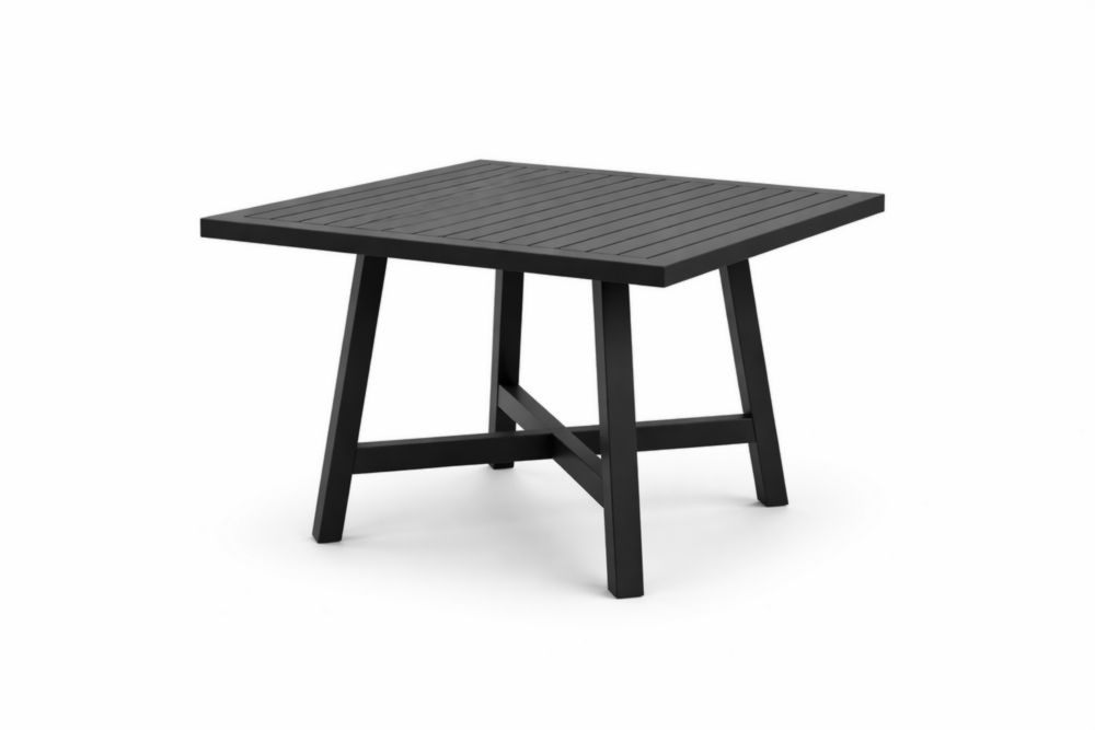 Table à manger carrée en aluminium noir