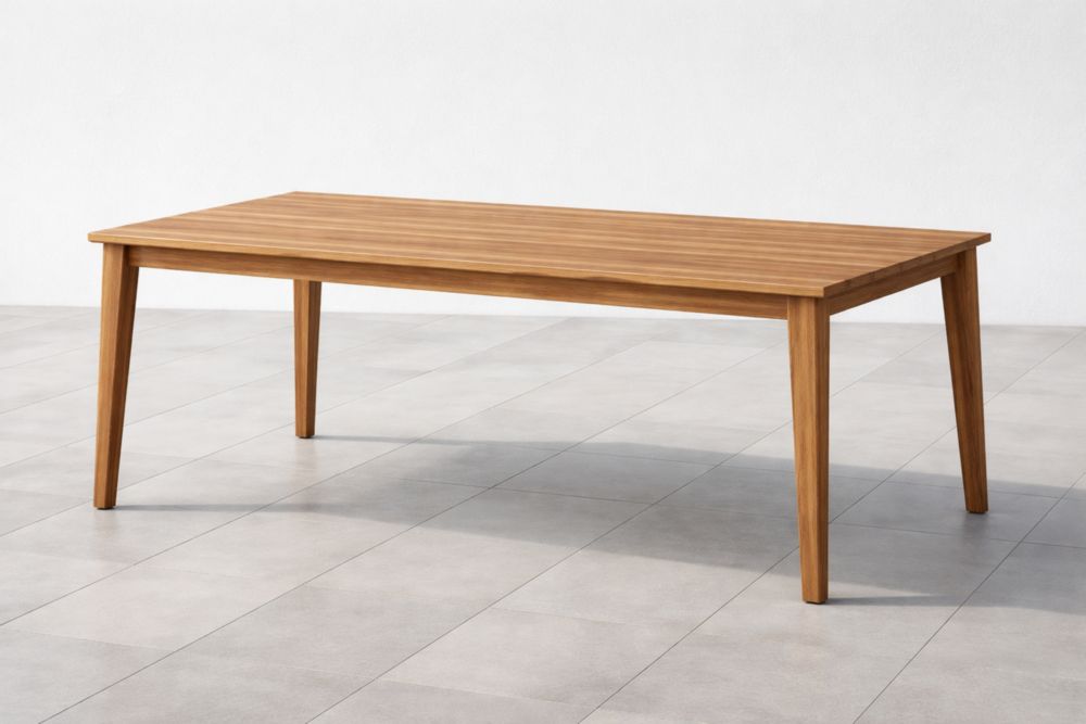 Table de salle à manger d'extérieur rectangulaire en teck 200 cm x 90 cm x 75 cm(L×l×H)