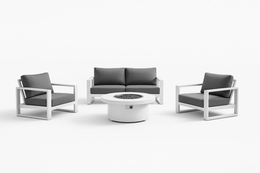 Ensemble de jardin aluminium coussins polyester Gris