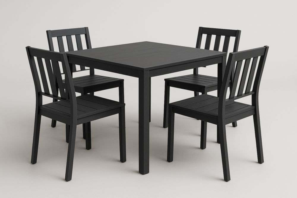 Ensemble de table et chaises de jardin en acier noir 4 chaises